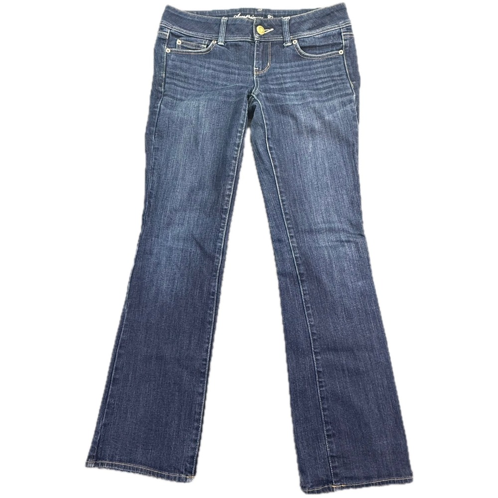 American Eagle Slim Boot Jeans Womens 4 Dark Wash Low Rise Stretch Denim